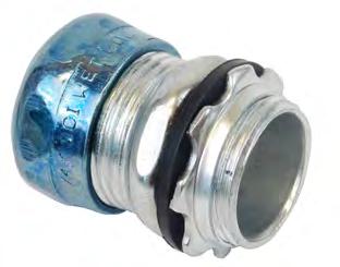 AFC Fittings 7 Raintight Compression Connectors Male hub threads - NPSM Steel locknuts Heavy steel walls Raintight Concrete tight Blue nut eases identification RoHS compliant Suitable for use