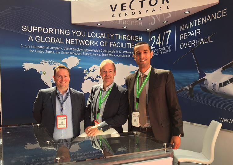 Dassault Falcon Conference: (L-R) Shaun Buchanan, Sales and Service Manager Europe, Sam Moss, Field Technician France, John Seidl, VP Global Operations, and Sarah Veal, Customer Service Manager UK,