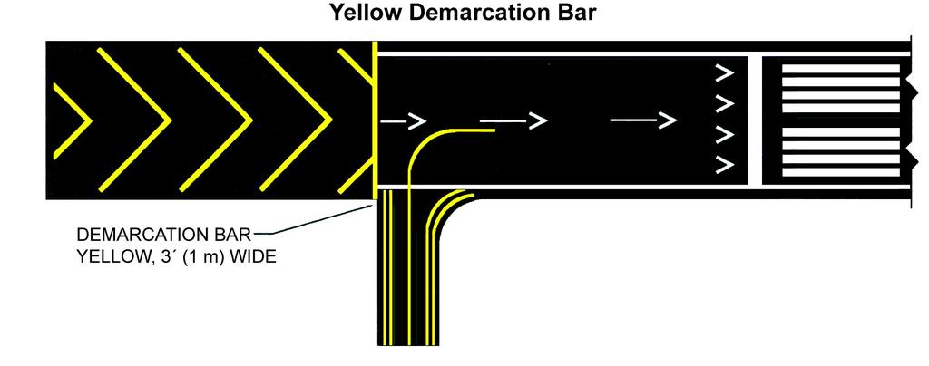 Page 6 of 14 Figure 68. Airport Signs. 34. (Refer to Figure 67.) The yellow demarcation bar marking indicates A. runway with a displaced threshold that precedes the runway. B.