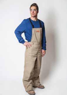 Integrated heavy duty suspenders Relaxed cut for greater mobility 32 inseam Adjustable hook and loop waist straps Bib front for added