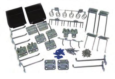 LH2-Kit 46 Pc Zinc Plated Steel Hook Assortment for LocBoard Contents: LH1-Kit (46 pcs.) includes: (5) 1 In. Single Rod 30 Degree Bend; (5) 4 In. Single Rod 30 Degree Bend; (5) 1 In.