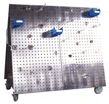 Stainless Steel Mobile Tool Carts Stainless Steel LocBoard Equipped with Stainless Steel LocBoards with square holes and anodized aluminum frames the LBC-4S and LBC-4SH mobile tool carts are load