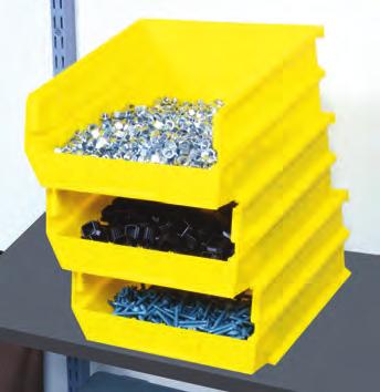 The first hanging and stacking bins that interlock using a patented dual channel system!