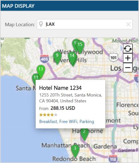 A right click on a hotel pin will bring up the "Directions From" and "Directions To" menu.