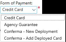 Credit Card Form of Payment When Credit Card is selected as the Form of Payment, Hotel Retail displays the following fields Card Number information is filled using following sources:
