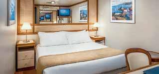 Approx 20-22 sq metres DELUXE BALCONY Enjoy this enhanced version of a stateroom with more space, a comfortable sofa bed and larger balcony to