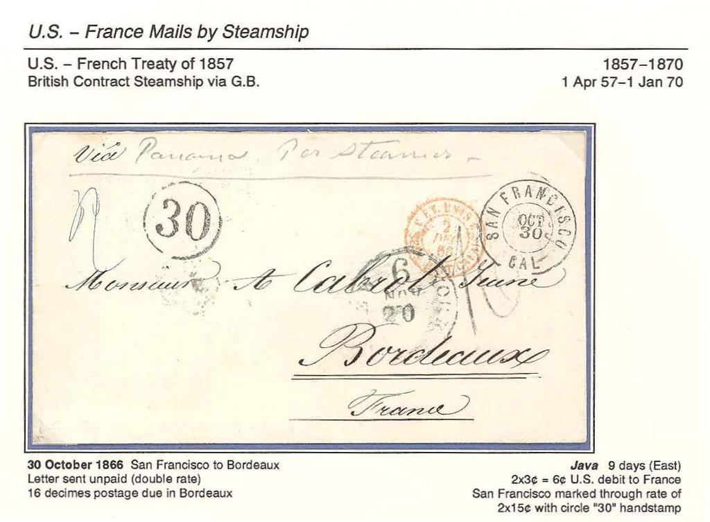 u.s. - France Mails by Steamship u.s. - French Treaty of 1857 Br
