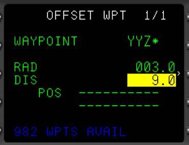 In this example, we will build an offset WPT based on the WPT coordinates for YYZ.