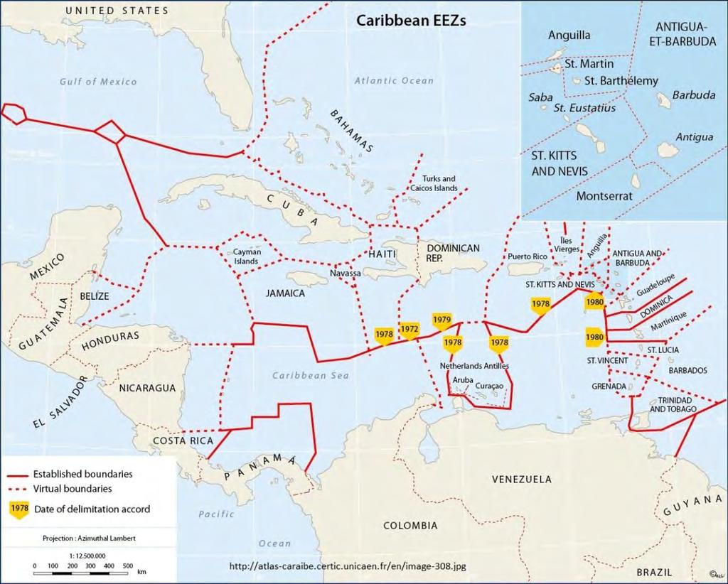 Figure 1 Caribbean Exclusive Economic Zones Source: http://atlas-caraibe.certic.unicaen.fr/en/page-121.