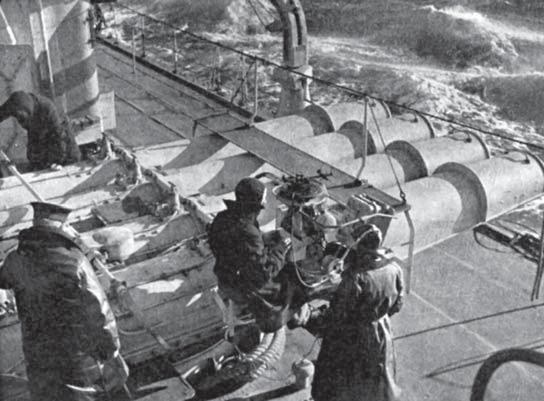 A quadruple launcher for the 21-inch torpedo, of the kind fitted to all County class heavy cruisers during the early years of the war.