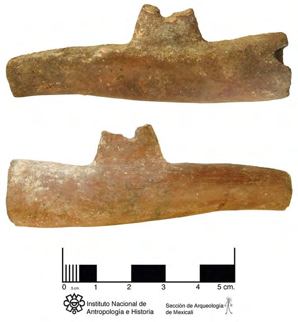 during the Proyecto Prehistoria de Baja California: Fase San Fernando Velicatá. There, an almost complete Yuman pipe (Figure 12) was recovered in a morturary context (Rojas et al. 2016).