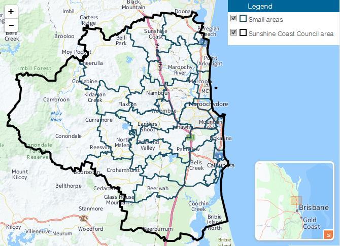 About the forecast areas The Sunshine Coast Council area includes the suburbs, townships and rural localities of Alexandra Headland, Aroona, Bald Knob, Balmoral Ridge, Battery Hill, Beerburrum,