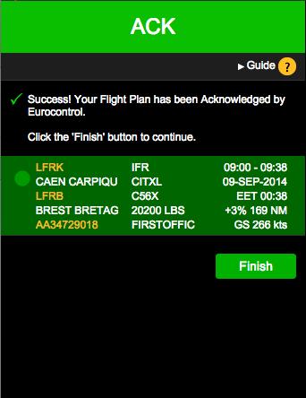6.3 Plan Filed, Waiting for Acknowledgement 6.3.1 After Pressing File the system will process the Flight Plan depending on the region it has been filed. 6.3.2 The system will present an Acknowledgement usually within 30 seconds or sooner.
