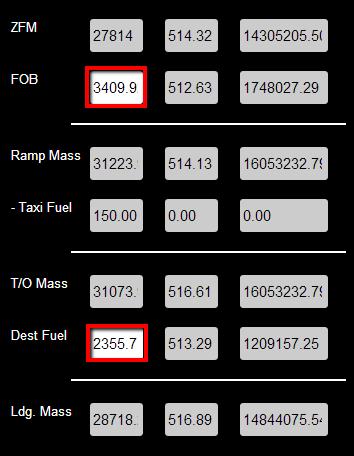 10.1.7 Fuel on Board and Destination Fuel can also be changed via the Mass and Balance section.