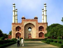 The Emperor began to build his own garden mausoleum during his lifetime, a red sandstone monument in a char Bagh or 4 square formal garden.