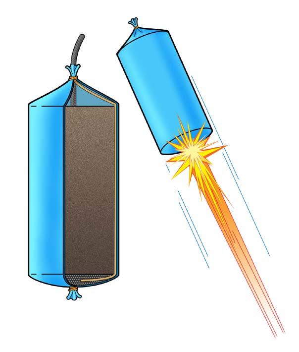 Sometimes each star has its own paper tube. The tubes force the stars to shoot away from the main firework in streaks of light.