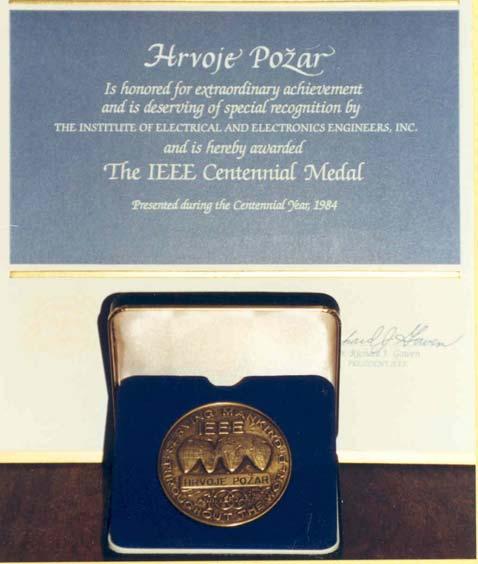 energetiku prigodom svog odlaska u mirovinu IEEE Centennial Medal