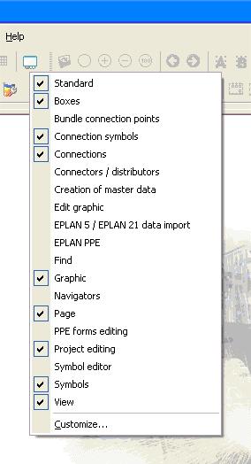3.5.1. Skrivanje i prikazivanje linija alata U EPLAN-u postoje razne, prethodno podešene linije sa alatima za različita područja rada u programu.