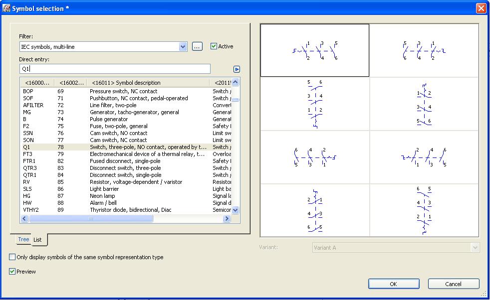 Slika 5.1: Dijalog Symbol selection 5.2.2. Određivanje obilježja elementa Nakon postavljanja prekidača na stranicu otvara se dijalog Properties (components) (slika 5.2).
