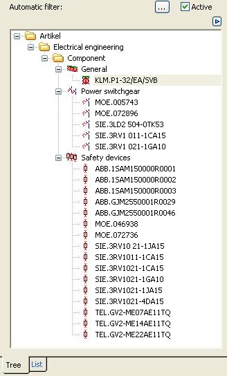 Sada se u stablu prikazuju dijelovi koji odgovaraju filterskim podešenjima. Slika 6.5: Ispis dijelova nakon filtriranja podataka 11. U stablu iz grupe proizvoda Power switchgear, odabrati dio SIE.