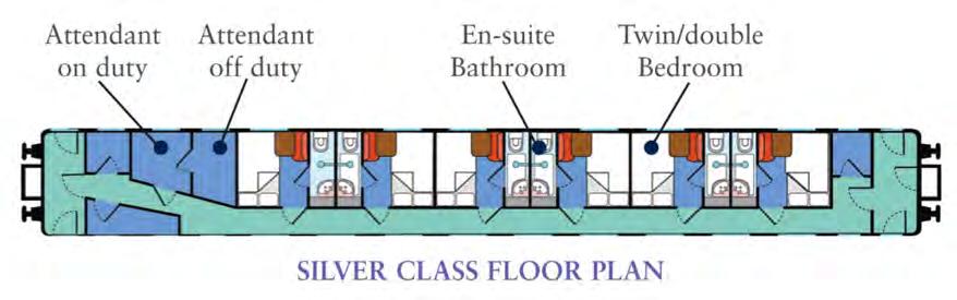 Silver Class Silver Class cabins are smaller than Gold Class cabins but still have en suite facilities, though with a smaller shower area.