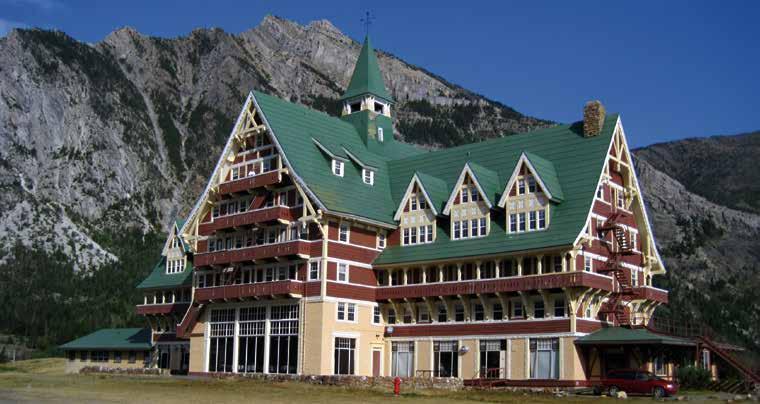 The Prince of Wales Hotel, near the Village of Waterton, Canada. Waterton has two main scenic drives in the southern part of the park.