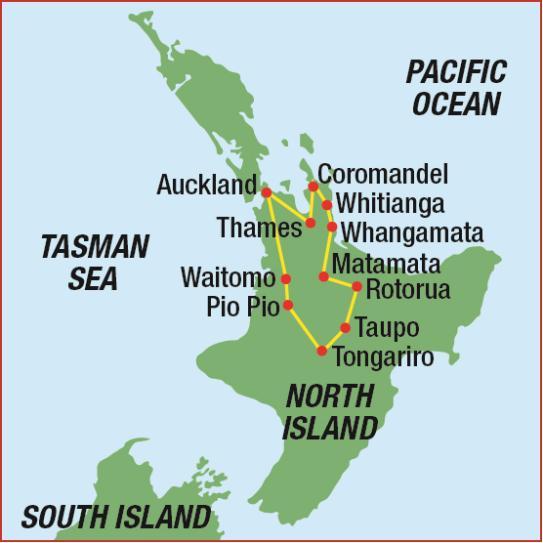 BEACHES AND VOLCANOES North Island New Zealand 15 Days / 14 Nights Tour Auckland to Auckland Pedaltours Since 1985. The original New Zealand guided bike tour company.