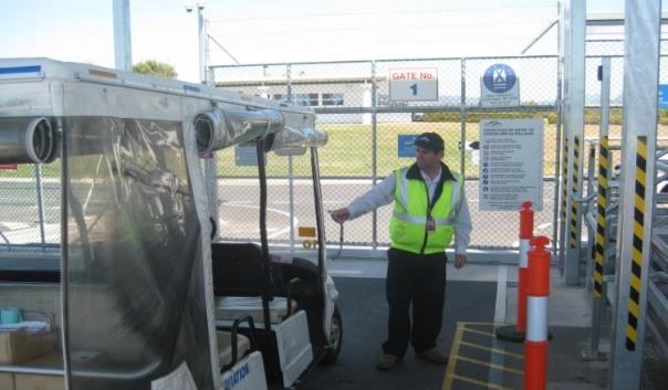 inspection of the driver and passenger(s) of all vehicles entering that part of the airside area surrounding aircraft operating a screened air service includes the following: Driver Ensure the driver