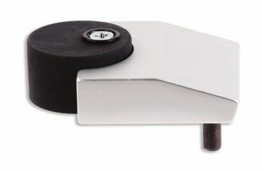 DS17 A subtly angled metal backing joins with a circular rubber pad to create this interesting door stop.