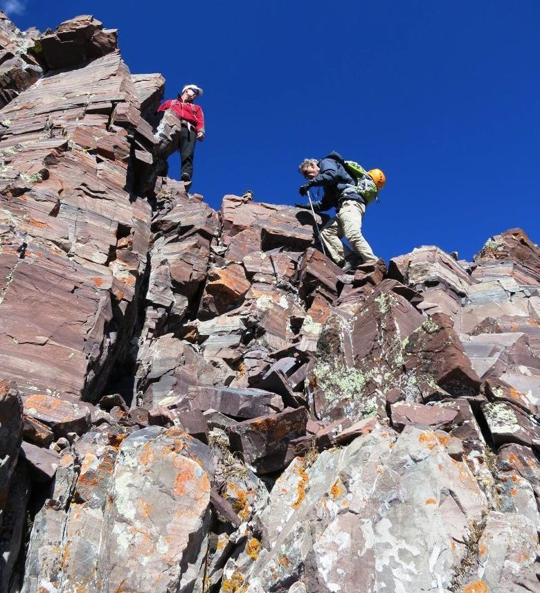 Then we got to the ledges to move across the face towards a major gully that would lead