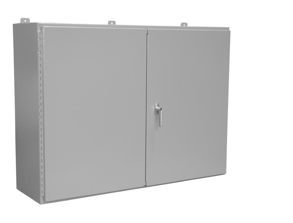 TYPE 12 PAINTED WALL MOUNTED DOUBLE DOOR ENCLOSURES Construction: C & I Enclosures Type 12 Painted Wall Mounted Double Door Enclosures are fabricated in accordance with U.L. specifications from code gauge material.