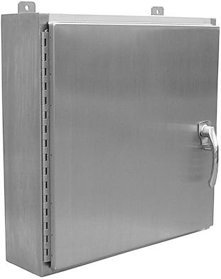 TYPE 4X STAINLESS STEEL SINGLE DOOR WALL MOUNT ENCLOSURES WITH PADLOCKING L HANDLE Construction: Fabricated in accordance with U.L. specifications from code gauge Type 304 stainless steel.