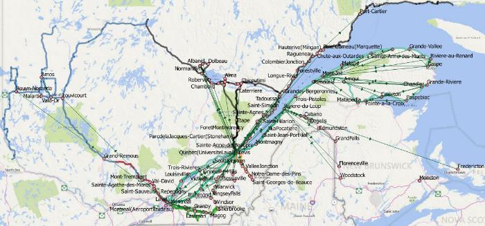 These trips account for 51% of the total direct trips, among which, trips from Montreal and Longueuil to Quebec represent 28% of all the direct trips.