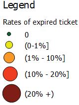 rate, and Quebec (Center-Ville) has the lowest rate of 0.6%. Quebec (Sainte-Foy) and Rimouski have modest expired ticket rates at about 4%.