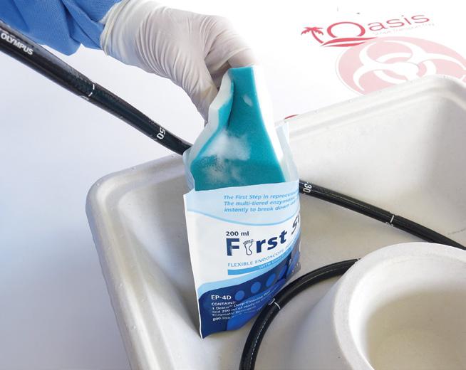 The First Step Bedside Kit simplifies the cleaning process, and provides the supplies needed to prevent bioburden from drying and solidifying in the channel.
