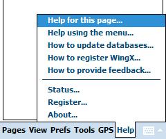 Help Submenu To view online help, WingX status, the WingX ID (for registration purposes), or version numbers, use the Help submenu.