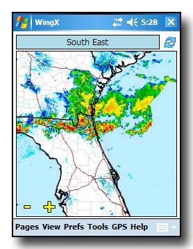 Weather Images WingX will download and display a multitude of weather images such as the Latest Surface Analysis, Flight Conditions, RADAR Tops, RADAR Summary, Regional RADAR, AIRMETs and SIGMETs,