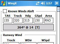 Wind Sub-page WingX provides the advanced capability of calculating winds aloft and desired headings if the winds aloft are known.