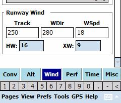 Example: Let s assume we re departing RNO s runway 25 with a wind of 280@18 on a windy afternoon. 250 is entered is the Track text box, and 280 and 18 are entered in the wind textboxes respectively.
