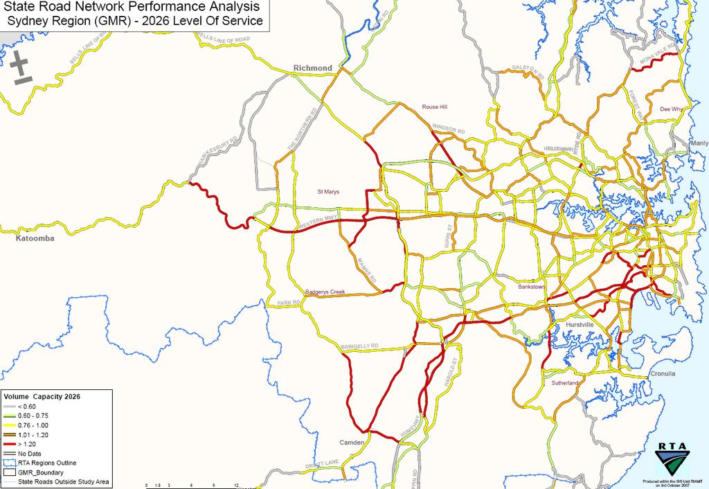 performance of Sydney s road network for 2026 assuming that there is no new construction of roads to add to the current network in the future.