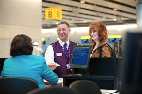 Once you have your boarding pass and have checked in any bags that you need to, you should make your way to security. Security is located behind Zones B and C.
