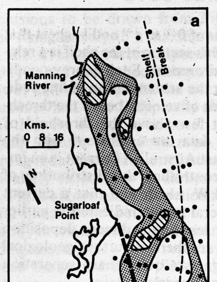 Fig. 39a & b. Marine sediment distribution in the southern Manning Shelf Bioregion.
