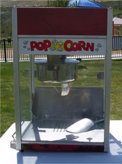 How to use Popcorn Machine You need: Setup: 1. Popcorn machine with scooper 2. Popcorn packets (contains the popcorn kernel, butter, and salt, which makes it easy) 3. Popcorn bags 1.