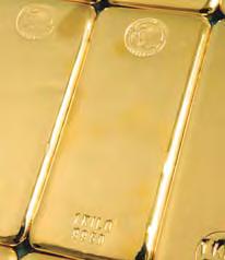 Annual gold refining capacity is recorded at approximately 400 tonnes. GOLD BARS A standard range of 13 cast bars.