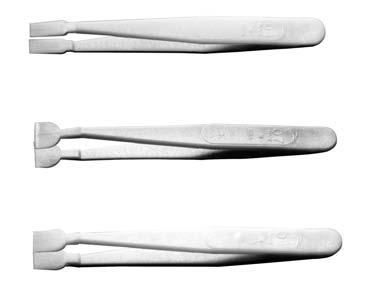 T518A Plastic tweezers These plastic tweezers are angled at 45 for handling wafers and components during processing.
