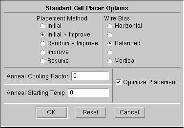 Slika 4.18. Podešavanje parametara za postavljanje standardnih ćelija Neophodno je čekirati opciju Optimize placement i kliknuti na OK.