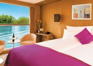 Each Suite and Stateroom has two twin beds (convertible to one queen-size bed), a private bathroom with shower, individual climate control, walk-in closet, satellite telephone and television, safe