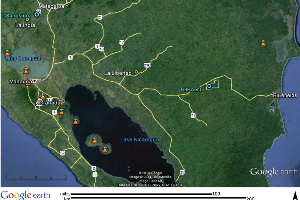 Topacio Gold Project - Good Access Located in the southeast of Nicaragua,