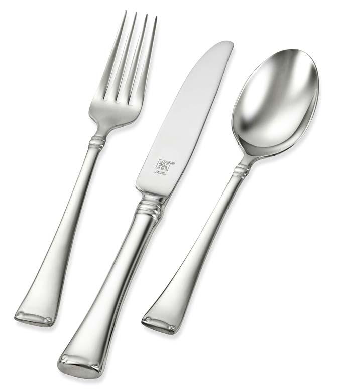 Angelico 18/10 Gentle curves at the end of each handle Lustrous mirror finish accented with frost details at the neck FLATWARE DESCRIPTION DIMENSIONS CASE PACK (DZ) ITEM NUMBER IN. CM.