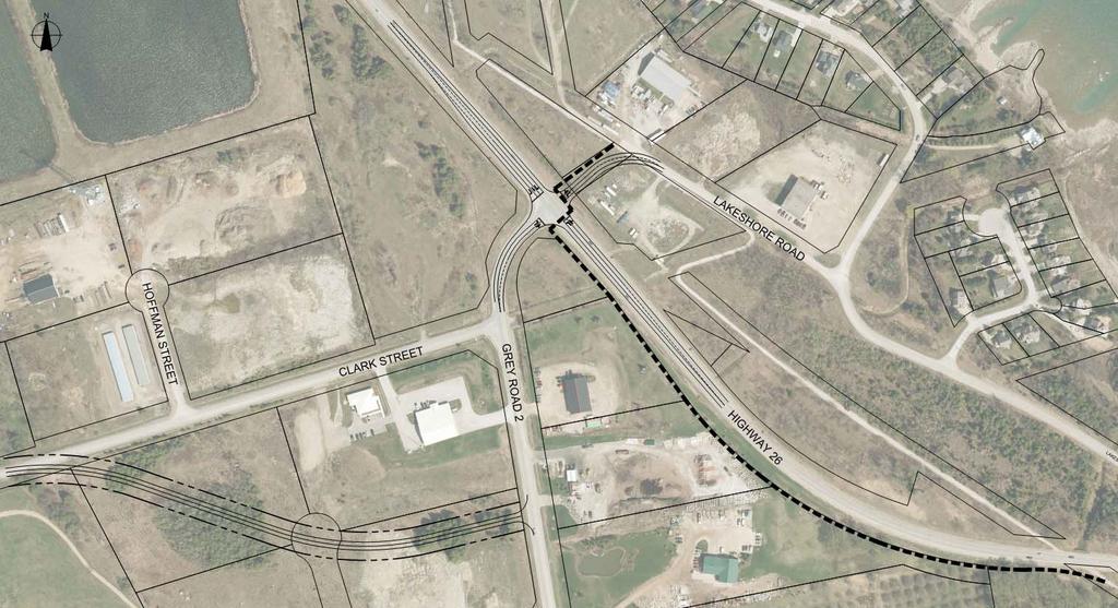 Option 2: Signalization Signalization and addition of left turn lanes on the west, north and south approaches Realignment of Lakeshore